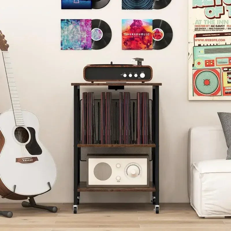 Table d'appoint platine vinyle station de recharge
