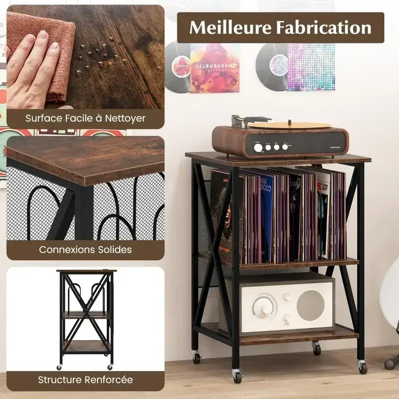 Table d'appoint platine vinyle station de recharge