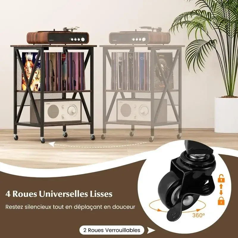 Table d'appoint platine vinyle station de recharge