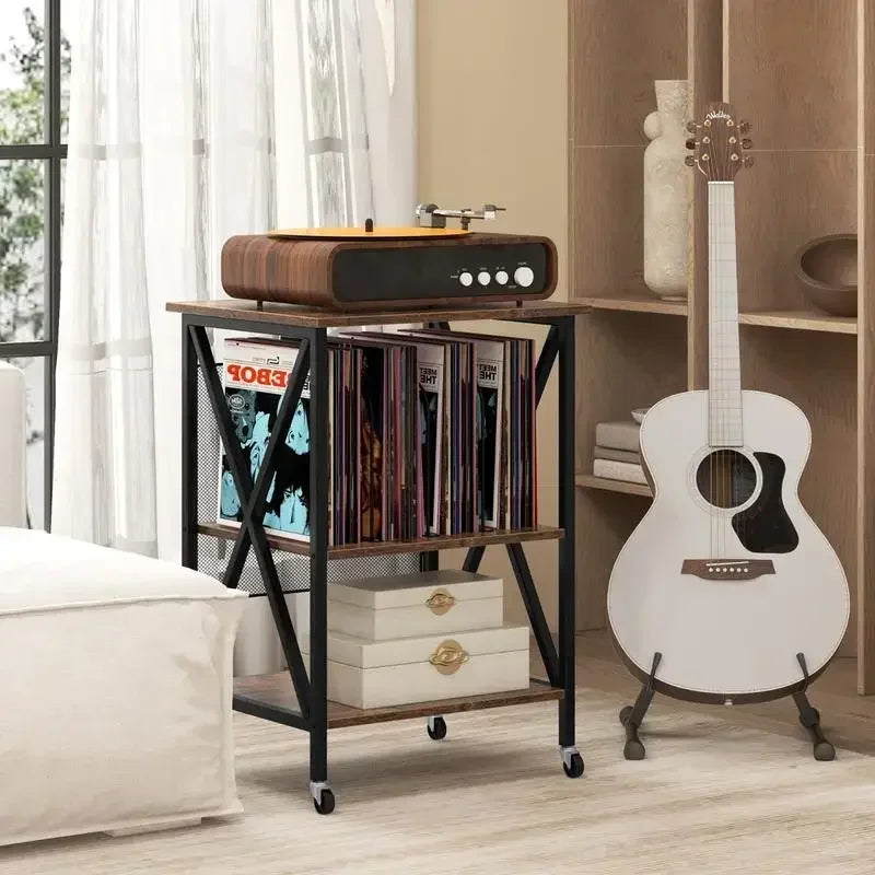 Table d'appoint platine vinyle station de recharge