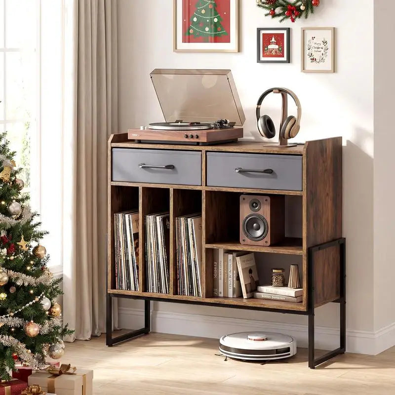 Support platine vinyle station recharge tiroirs tissu