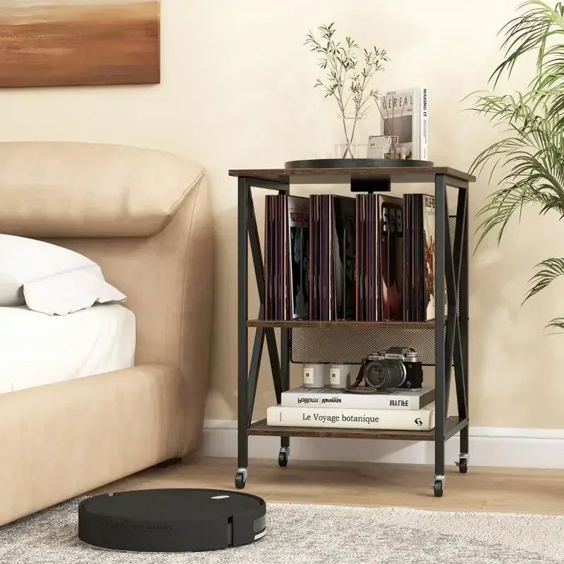 Table d'appoint platine vinyle station de recharge